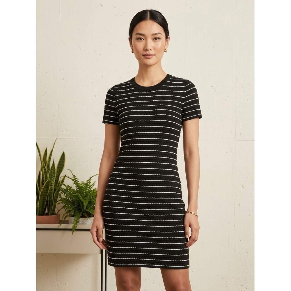 Michael Michael Kors Black White Striped Knit Sheath Dress XL MS98YMB5ZV